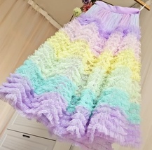 A-line Rainbow Layered Tulle Skirt Women Plus Size Tiered Holiday Tulle Skirt  image 3