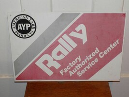 Vintage Rally Factory Authorized Service Center Double Sided Metal Sign - $2,029.89 MXN