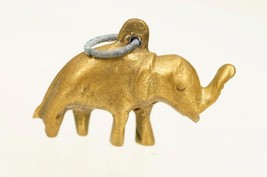 Vintage Costume Jewelry Mini Elephant Solid Brass Charm Necklace Pendant - $12.86