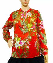 Isabel Marant Etoile Women Floral Printed Red Cotton Blouse Tunic Top L 38 - $159.09