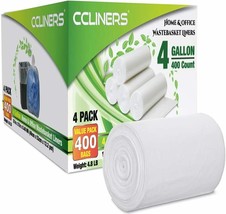 CCLINERS Small Trash 4 Gallon Clear Garbage Bags bathroom Can Liners (400 Bags) - £15.94 GBP