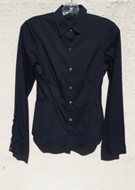 THEORY Black Tailored-Fit, Cummerbund-Like Waist, Button Up Blouse, Size P/TP - £20.54 GBP