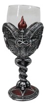Occultic Sabbatic Goat Baphomet Pentagram Skulls Wine Glass Goblet Chalice - $26.99
