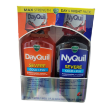Vicks Nyquil and Dayquil Severe Cough Cold &amp; Flu Relief Liquid 12 oz x 2 - £18.98 GBP