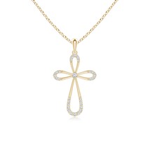 ANGARA Lab-Grown 0.17 Ct Diamond Infinity Bow Cross Pendant Necklace in 14K Gold - £541.33 GBP