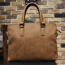 Crazy horse PU Leather Men Briefcase Business Computer Bag Luxury Handbag for Me - £57.96 GBP