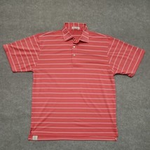 Peter Millar Polo Shirt Mens L Pink Striped Short Sleeve Stretch - £17.02 GBP