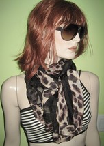 Vintage WOMEN&#39;S Ladies Black Leopard Print Lace Fashion Long SCARF Wrap  - £20.09 GBP