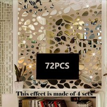 72Pcs Silver Mirror Decals Acrylic Cobblestone Shape Wall Stickers [18Pcs*4 Set] - £31.63 GBP