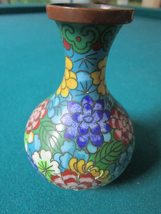 Chinese Cloisonne VASE Multicolor Flowers 4&quot; Orig - $62.71