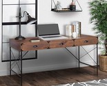 Home 59&#39;&#39; Writing Desk With 3 Drawers For Work, Walnut - $541.99