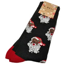 K. Bell Men&#39;s Novelty Christmas Socks Santa Claus Print Black 10-13 - £7.19 GBP
