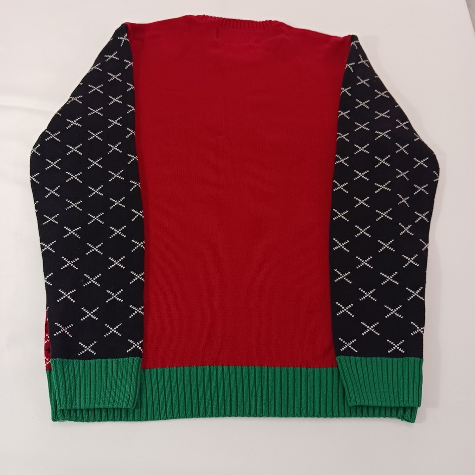 Ugly Christmas Sweater Men's Size Large Bite Me Gingerbread Man Red Pullover Item image 2