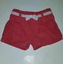 OshKosh Pink Corduroy Shorts Dusty Rose White Bow Faux Belt Pockets Baby... - £11.03 GBP