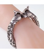 Vintage Tribal India Chitai Peacock Silver Cuff Bracelet, Hand Carved - $1,090.11 CAD