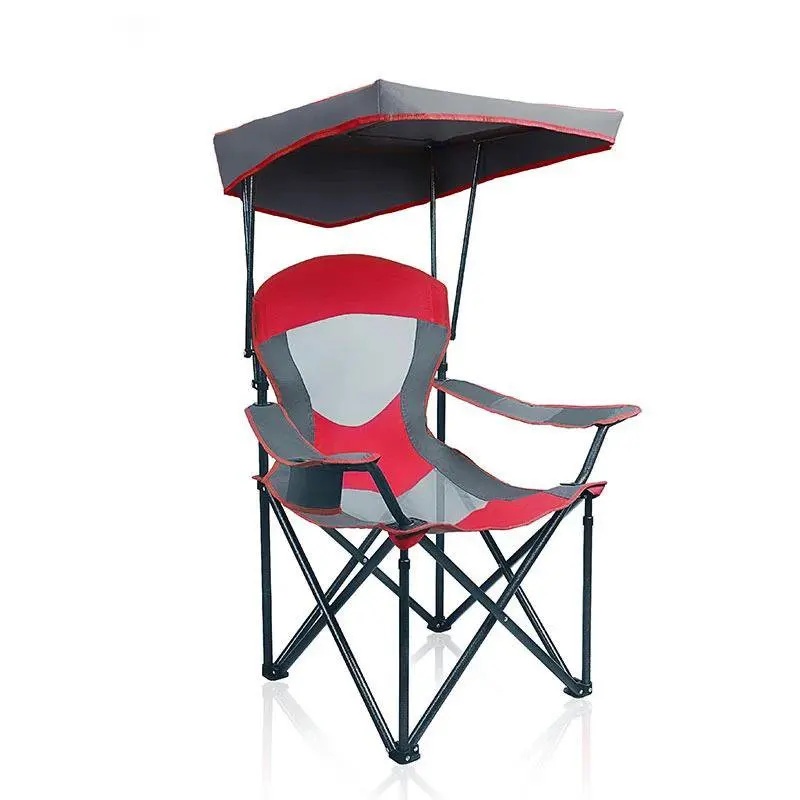 Folding Camping Chair with Shade , Heavy Duty Steel Frame with Carry Bag and Cup - £94.57 GBP+