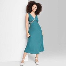 Women&#39;S Lace Detail Slip Midi Dress - Dark Teal Blue M - £22.36 GBP