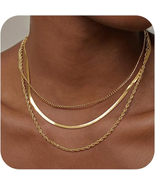 Herringbone Necklace for Women,Dainty Gold Necklace,14K Gold Plated Snak... - $27.36 CAD