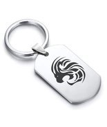 Stainless Steel Tribal Leo Zodiac (Lion) Dog Tag Keychain - $10.00