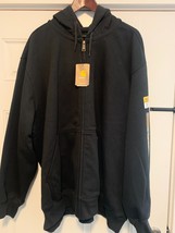 Carhartt Men&#39;s Rain Defender Lined Full Zip Sweatshirt Hoodie 3XL Black - £53.29 GBP