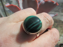 Green Malachite, Size 9.5 US, 925 silver, One of a Kind - £25.50 GBP