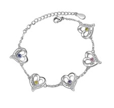Valentine&#39;s Day for Her Personalized Heart Bracelet 1-5 - £98.14 GBP