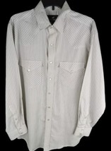 Western Express Men&#39;s Shirt Size L Pearl Snap Long Sleeve Stripe Pockets - £13.29 GBP