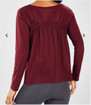 Fabletics Cashel Burgundy Cinched Long Sleeve Top Medium New Nwot - £5.58 GBP