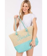 Color Sewn Rope Beach Letter And Strap Crochet Fabric Tote - $36.79 CAD