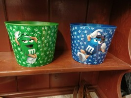 Set of 2 M&amp;M Collectible Buckets Ms. Green M&amp;M Blue M&amp;M Empty Plastic Vi... - £19.37 GBP