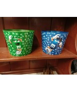 Set of 2 M&amp;M Collectible Buckets Ms. Green M&amp;M Blue M&amp;M Empty Plastic Vi... - €21,48 EUR