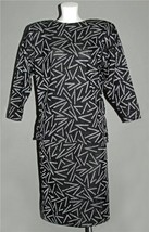 VTG 2-Pc Eve of America Silver Metallic Lines Black Skirt &amp; Pullover Top... - $34.99