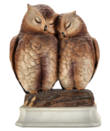 Vintage Gorham Brown Porcelain Owl Pair Music Box Japan Plays &quot;The Way W... - £12.13 GBP