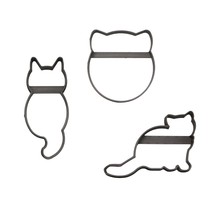 Cat Poses Kitty Face Sitting Laying Set Of 3 Cookie Cutters Made In USA PR1728 - £4.78 GBP