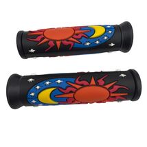 Sun &amp; Moon Zodiac Rubber Handlebar Grips (Pair) – 5 in, Black/Multicolor - $11.87