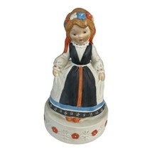 Schmid Miss Poland Porcelain Girl Trinket Music Wind Up Vintage Ceramic 7.5” - £51.70 GBP