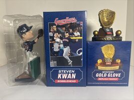 Lot Of 2- Steven Kwan Cleveland Guardians Bobblehead &amp; Gold Glove Award ... - $74.24