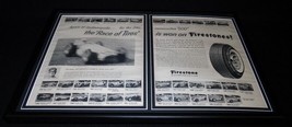 1957 Firestone Indy 500 Framed 12x18 ORIGINAL Vintage Advertising Display  - £54.91 GBP