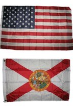 AES 2x3 2&#39;x3&#39; Wholesale Lot Combo: USA American w/State of Florida Flag - £6.74 GBP