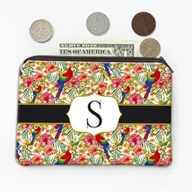Macaw In Flowers : Gift Coin Purse Parrot Hibiscus Pattern Birds Exotic Jungle G - £7.85 GBP