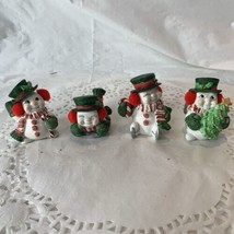 Vintage Dreamsicle Snowmen Winter Christmas Figurines Set of 4 Snowman - £15.95 GBP