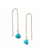 6.5mm Blue Turquoise Bead Threader Earrings with 14/20 Yellow Gold Fille... - £62.98 GBP