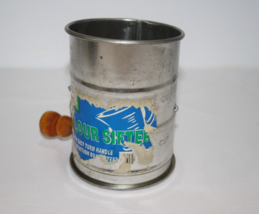 4" Flour Sifter Measuring 1 Cup Childs Small Rustic Wood Handle Farmhous... - $11.35