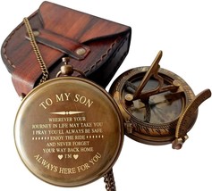 Dad to Son Brass Compass Enjoy The Ride Gift for Hiking Camping Hunting Outdoor - £37.32 GBP