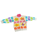 Vintage Sweater Pullover Sz S Girls Kids Flower Power MINIWAVES New - £19.65 GBP