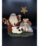 Wooden Hand Painted Cut Out Folk Art Nativity Mounted Joseph Mary Jesus ... - $29.69
