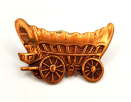 Vintage Brooch Covered Wagon Copper Lapel Pin EUC Jewelry 1.25&quot; - £7.56 GBP