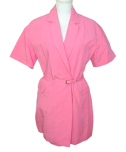 NEW Zara Womens Large Linen Blend Pink Wrap Blazer Mini Dress Join Life Barbie - £53.01 GBP