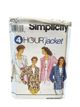 Simplicity 8301 Jacket Misses 18-24 90s Vintage Notched Collar Quick Sew - $6.23