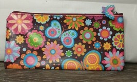 Vintage Flowers Floral Pencil Bag Case Pen Zip Zipper Butterfly Cute Art... - £10.81 GBP